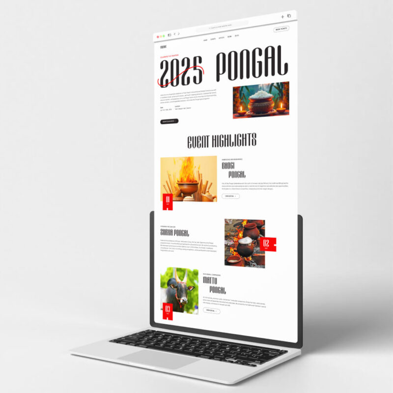 Pongal Festival Celebration Website Homepage Figma Template